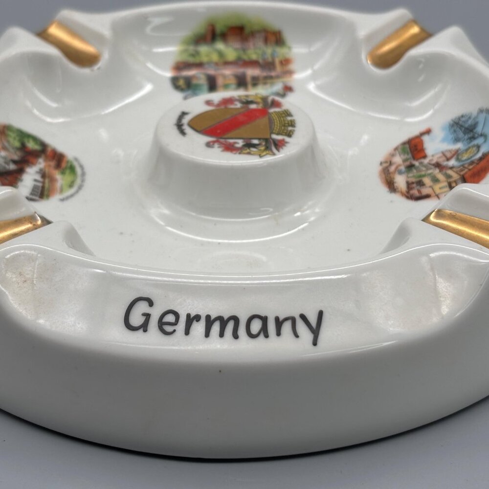 Vintage Sollingen Germany Ceramic Souvenir Ashtray with Gold Trim and Landmarks - Picture 3 of 5